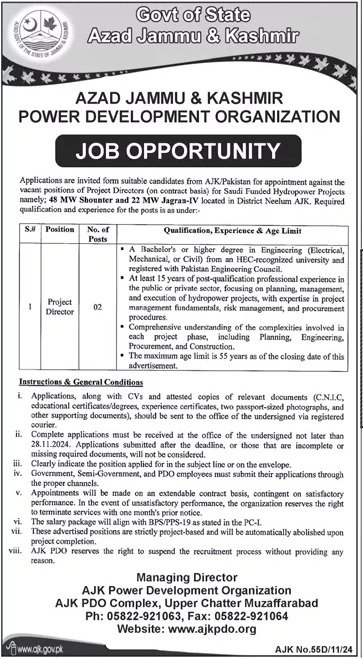 AJK Power Development Organization Jobs